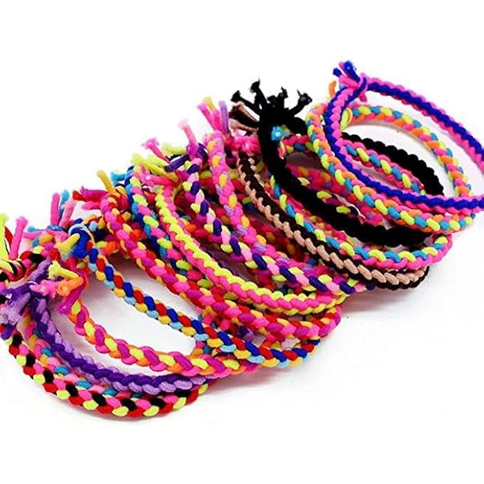 Elastic Hair Ties 6Pcs Hair Braided Scrunchies Stretch Bands No Crease Rope Ponytail Holder Hair Accessories for Girls Women(Multicolor) - Image 2